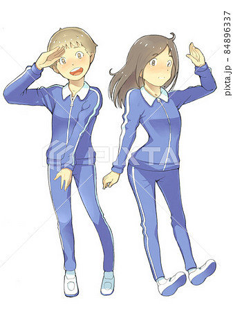 jc.jc.js体操着 体操着の女子中学生二人のイラスト素材 [84896337] - PIXTA